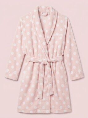[BOGO] Calvin Klein Pink Blush Polka Dot Cozy Fleece Robe